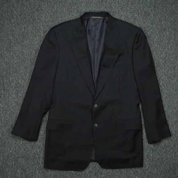 Ermenegildo Zegna Blazer Mens 42L Blue‎ Worsted Super 100s Wool Pinstripe Jacket